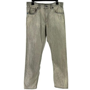 Hurley Jeans Mens 34x32 Slim Straight 84' Gray Beige Tint Wash Denim Pants
